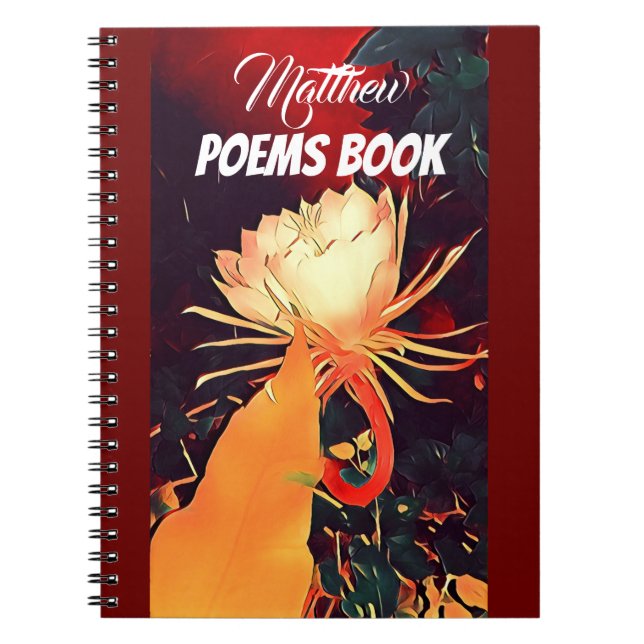 Cuaderno Poemas florales de Bramha Lotus, rojo exótico y pe (Frente)