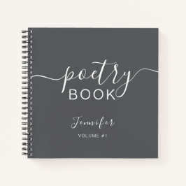 Cuaderno Poesía de nombre con letra script gris blanco