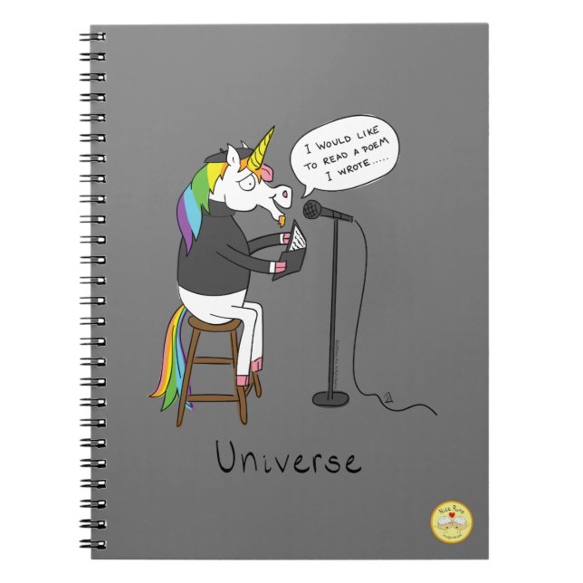 Cuaderno Poeta de Poesía de Unicornio Divertido (Frente)