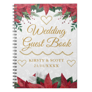 Cuaderno Poinsettia Christmas Winter Wedding Guest Book