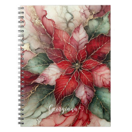 Cuaderno Poinsettia de tinta de alcohol floral festiva pers