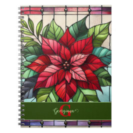 Cuaderno Poinsettia de vidrio templado personalizado
