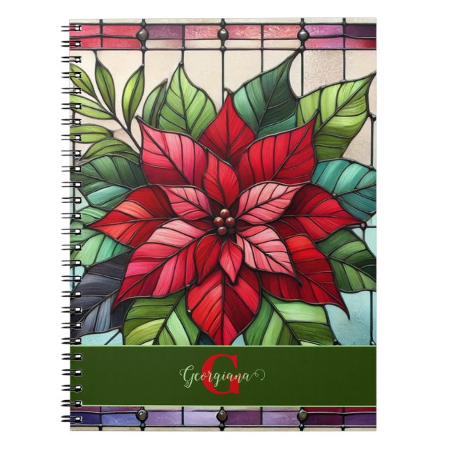 Cuaderno Poinsettia de vidrio templado personalizado (Frente)