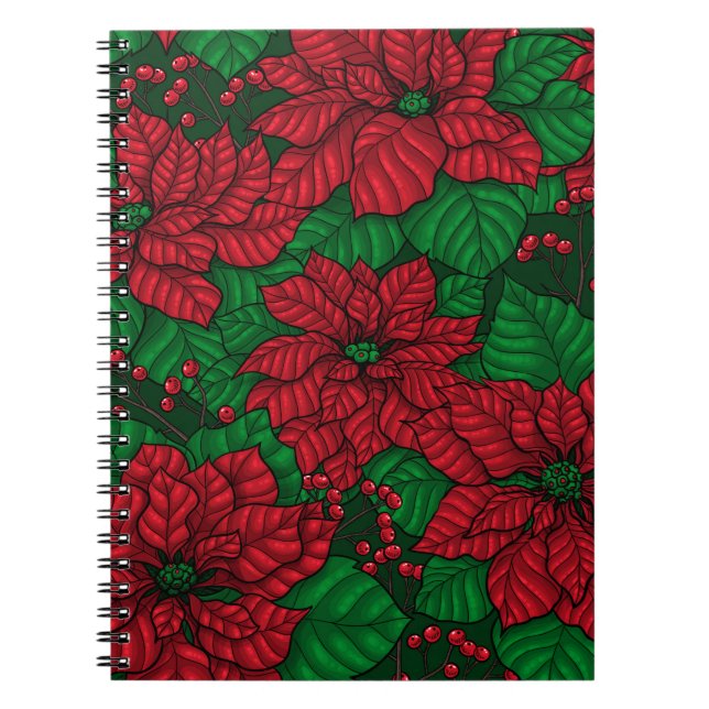 Cuaderno Poinsettia, patrón de Navidades (Frente)