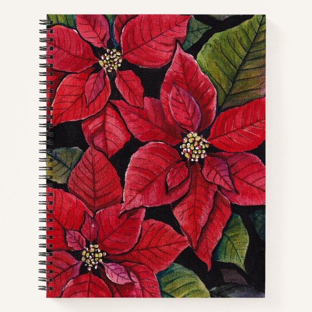 Cuaderno Poinsettia vibrante en acuarela (Anverso)