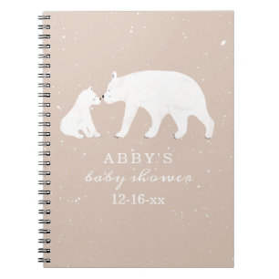 Cuaderno Polar Bear Nieve Chica Mama Baby Shower Guest Book