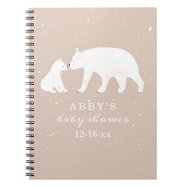 Cuaderno Polar Bear Nieve Chica Mama Baby Shower Guest Book (Frente)