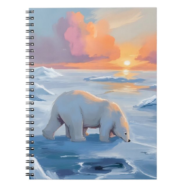 Cuaderno Polar Bear Winter Watercolor Animal Painting (Frente)