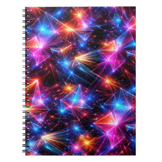 Cuaderno Polígono de neón abstracto con explosiones (Frente)