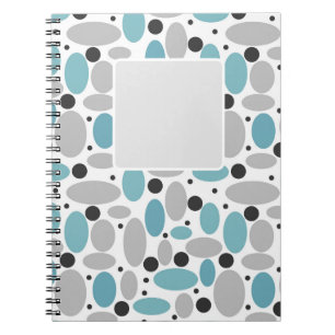 Cuaderno polka azul frijol gris punto patrón retro decoraci