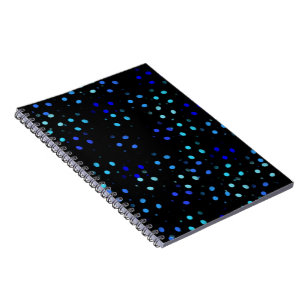 Cuaderno polka azul punto galaxia negra Espacio Patrón colo