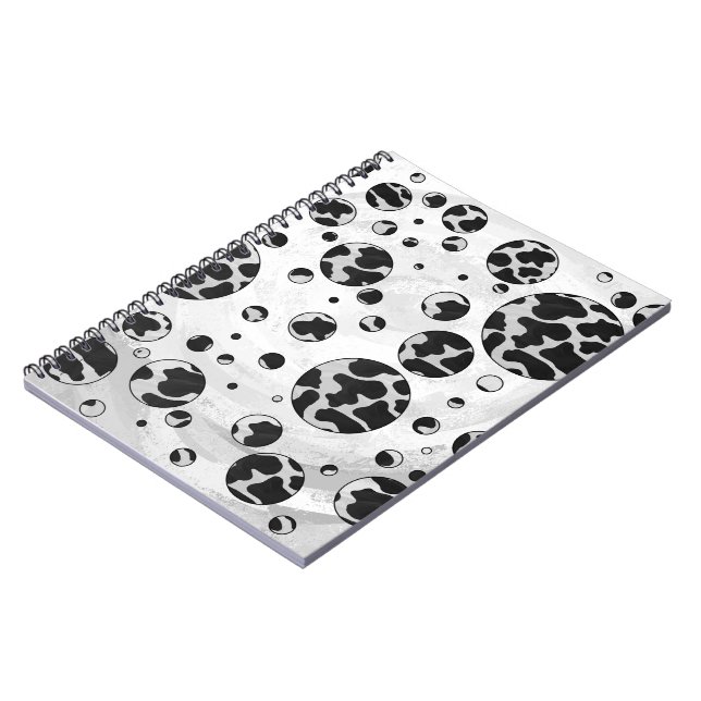 Cuaderno Polka Dot Cow impresión en blanco y negro (Lado Izquierdo)