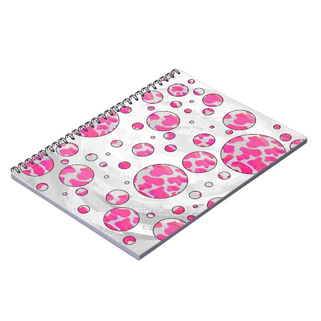 Cuaderno Polka Dot Cow rosa y blanco (Lado Izquierdo)