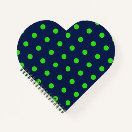 Cuaderno Polka Dot Heart Notebook (Azul marino y verde limó