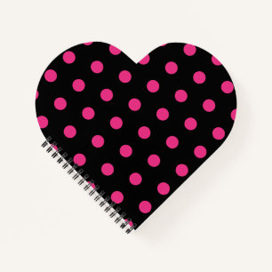 Cuaderno Polka Dot Heart Notebook (Negro y Neon Pink)