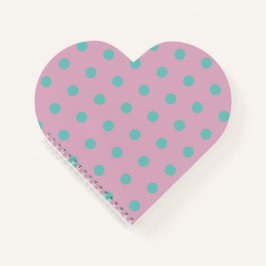 Cuaderno Polka Dot Heart Notebook (Pink & Aqua)