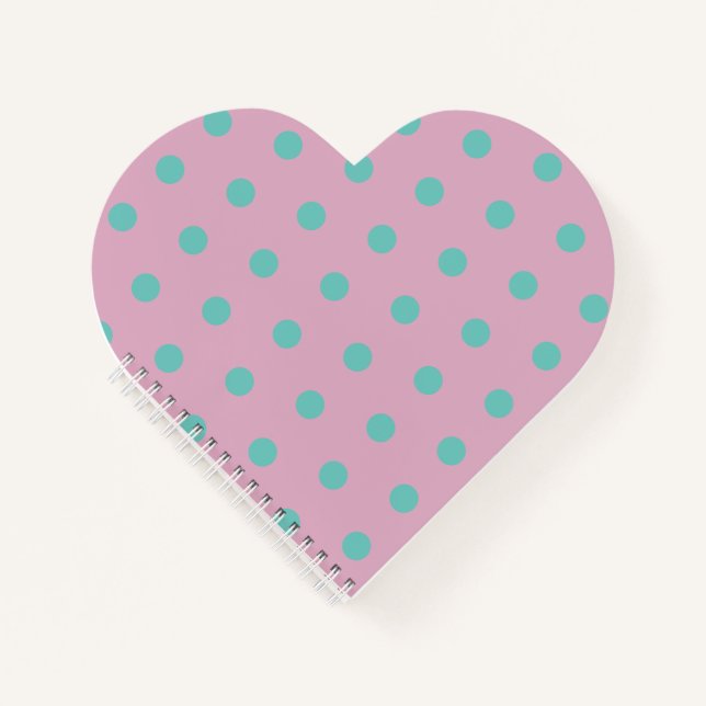 Cuaderno Polka Dot Heart Notebook (Pink & Aqua) (Anverso)
