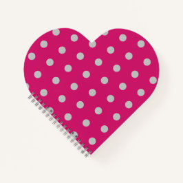 Cuaderno Polka Dot Heart Notebook (Rosa caliente y gris)