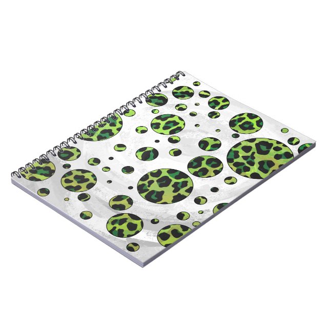 Cuaderno Polka Dot Leopardo Negro y Verde (Lado Izquierdo)