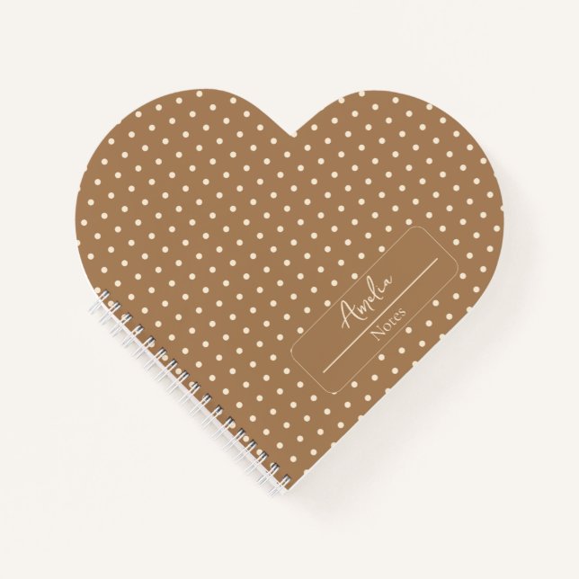 Cuaderno Polka marrón y beige no tiene corazón (Anverso)