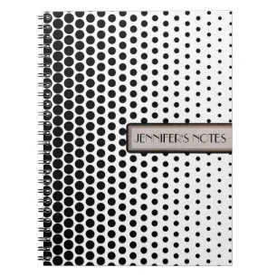 Cuaderno Polka negro puntos elegantes blancos modernos