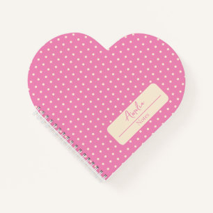 Cuaderno Polka rosa y beige con el corazón