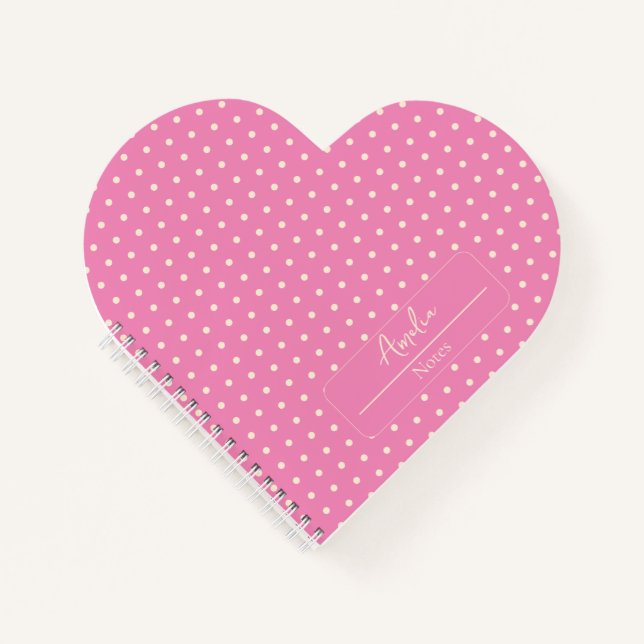 Cuaderno Polka rosa y beige con el corazón (Anverso)