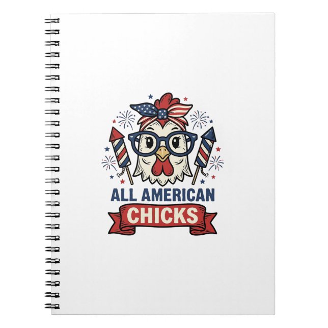 Cuaderno Pollitas Patrióticas Americanas Diseño Vectorial (Frente)