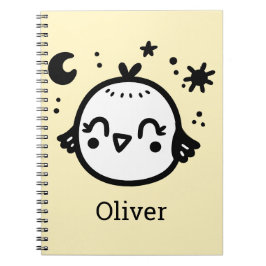 Cuaderno Pollito Alegre - Arte de Línea de Pájaro Kawaii