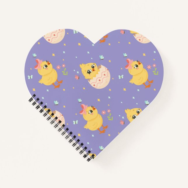 Cuaderno Pollito de Pascua Lindo con Patrón Sin Costuras de (Anverso)