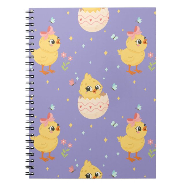 Cuaderno Pollito de Pascua Lindo con Patrón Sin Costuras de (Frente)