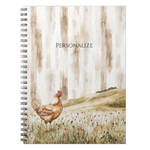Cuaderno Pollo en Campo de Flores de Hierba