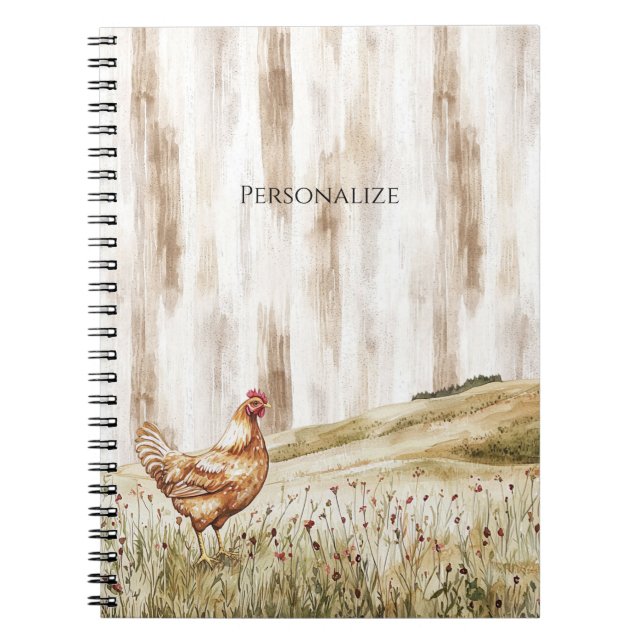 Cuaderno Pollo en Campo de Flores de Hierba (Frente)