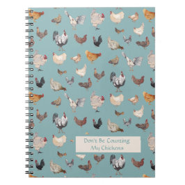 Cuaderno Pollo Feliz patrón verde gris