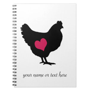 Cuaderno Pollo lindo con el corazón rosado