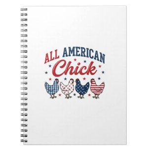 Cuaderno Pollo Patriótico Americana Camiseta Diseño_
