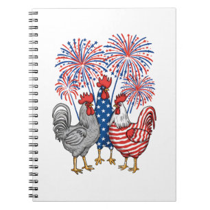 Cuaderno Pollo Patriótico USA Gallina USA 4 De Julio