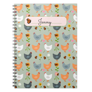 Cuaderno Pollos en las flores personalizadas