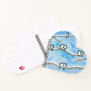 Cuaderno Pollos en rama de árbol en bloc de notas en espira