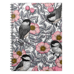 Cuaderno Pollos en rosa silvestre, rosa y gris