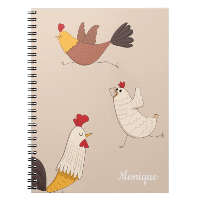 Cuaderno pollos locos monograma de una casa de campo modern (Frente)