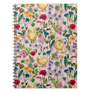 Cuaderno Pollos y flores silvestres en los dulces de algodó