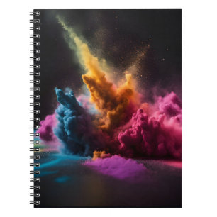 Cuaderno Polvo de Arcoiris Explota Sobre Fondo Negro