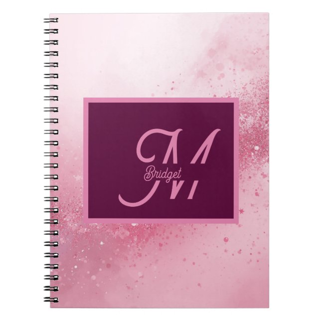 Cuaderno Polvo de chispa de mármol abstracto femenino rosa  (Frente)