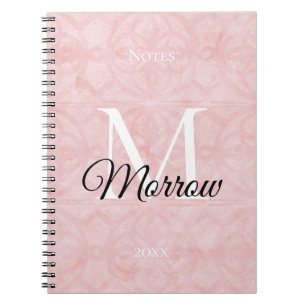 Cuaderno Polvo Nombre de Batik Rosa y Año Monogramado