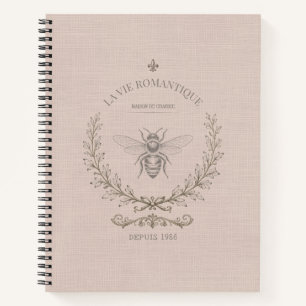 Cuaderno Polvoriento Blush Abeja Vintage Campo Francés