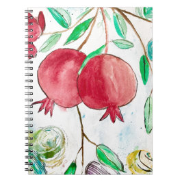 Cuaderno Pomegrana de fruta roja regalo naturaleza acuarela