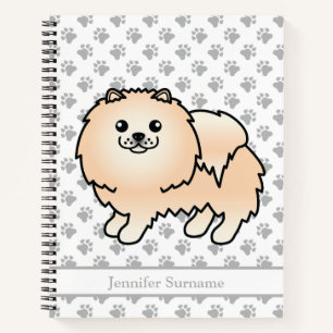 Cuaderno Pomerania crema perro de dibujos animados lindo & 