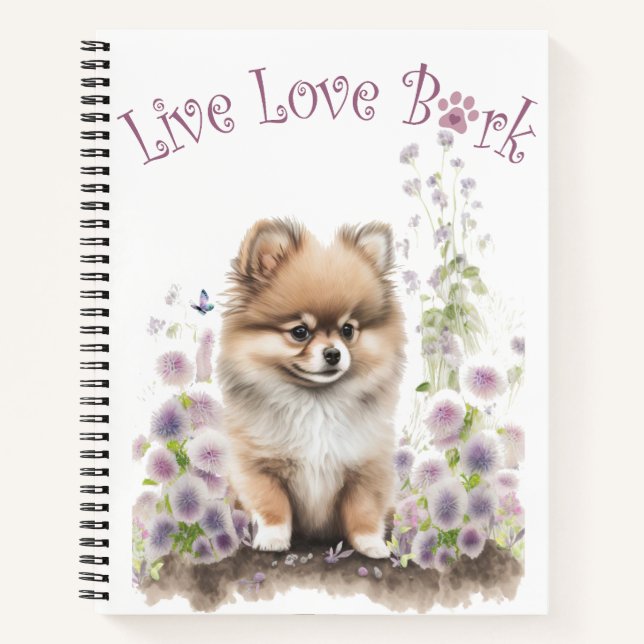Cuaderno Pomerania Dog Mom Floral (Anverso)
