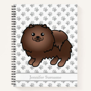 Cuaderno Pomerania marrón, adorable perro de dibujos animad